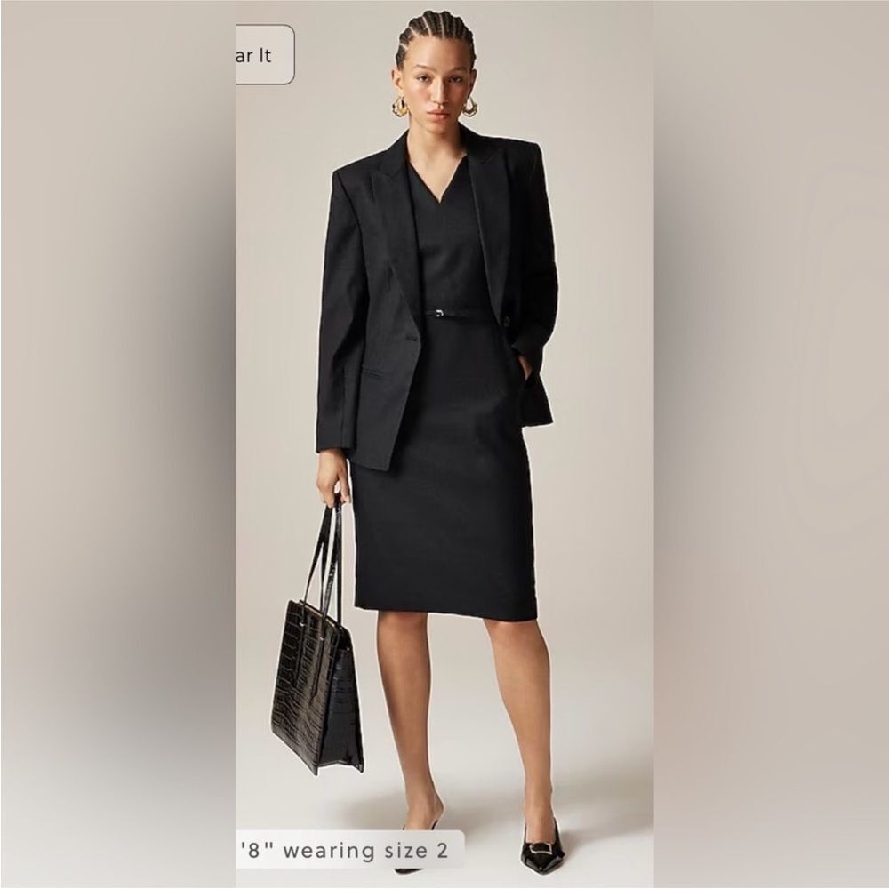 NWT J CREW TALL Executive dress in stretch linen blend in black - Picture 4 of 6